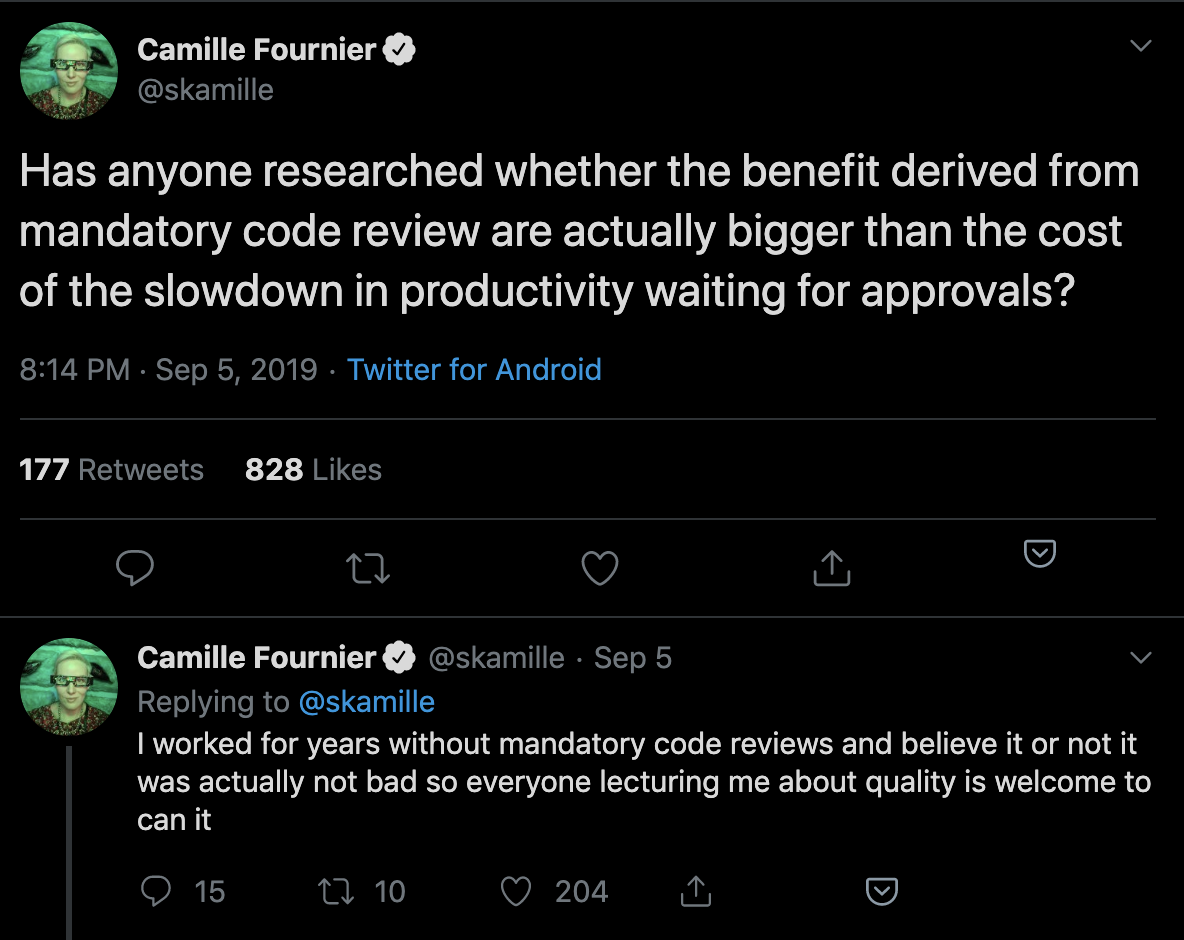 Camille Fournier Tweet